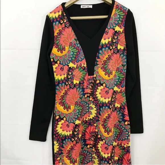 Ginger + Soul Dresses & Skirts - Ginger + Soul Dress Floral Body Con Long Sleeves